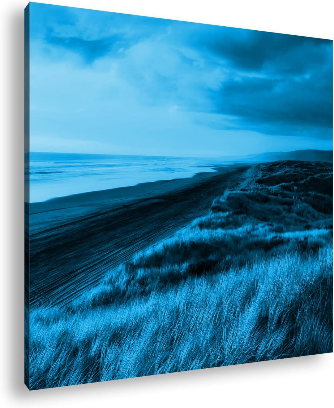 deyoli Neuseeland Küste Format: 60x60 Effekt: Monocrome Blau als Leinwand, Motiv fertig gerahmt auf