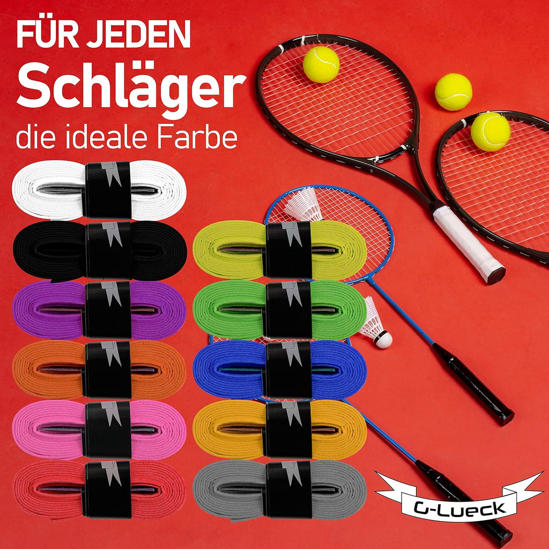G-Lueck 12er Set Tennis Griffband TALENT GRIP | 0,60mm Stärke | Overgrip für Squash Badminton Schläg