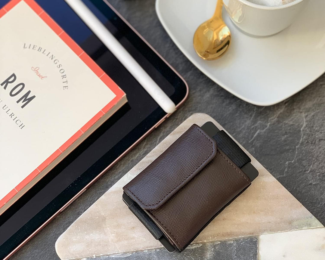 Jaimie Jacobs Minimalist Wallet Nano Boy Pocket Mini Geldbörse aus Textil mit Zugband schmaler Karte