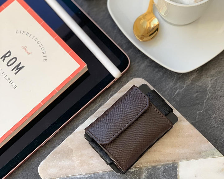 Jaimie Jacobs Minimalist Wallet Nano Boy Pocket Mini Geldbörse aus Textil mit Zugband schmaler Karte
