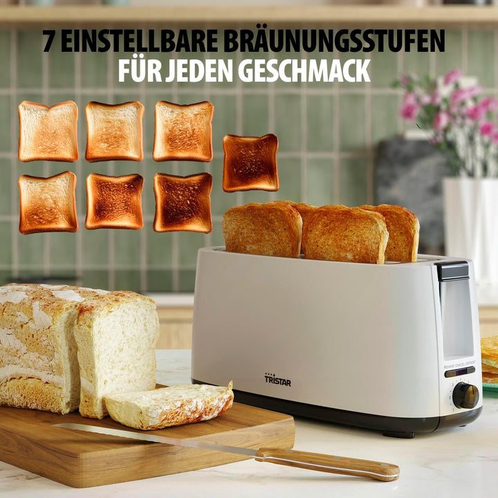 Tristar Doppel-Langschlitz-Toaster, 7 Bräunungsstufen, Auftaufunktion, Liftfunktion, Zentrierfunktio