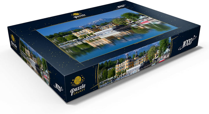 Schlosshotel am See gegen Mittagskogel (2143m), Velden, Wörther See, Österreich - Premium 1000 Teile