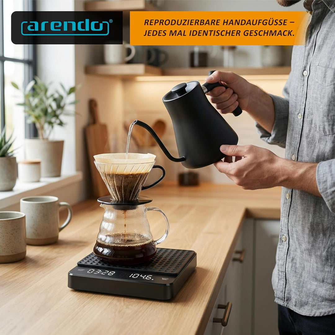 digitale Baristawaage Kaffeewaage – Küchenwaage fein – mit Timer-Funktion – bis zu 3 kg in 0,1 g Auf
