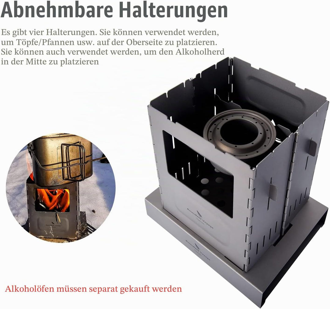 Boundless Voyage Campingkocher, tragbar, zusammenklappbar, Titanofen, Holzofen, leicht, kompakt, lan