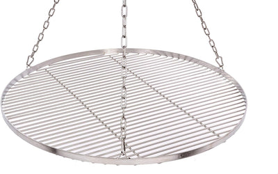 Massives Grillrost Ø 80 cm mit Kette Edelstahl 6 mm Grillstabdicke Stababstand 14 mm für Schwenkgril