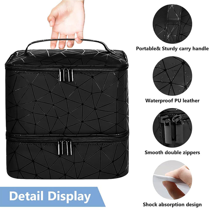 Makeup Bag, Double Layer Travel Bag, Nail Polish Organiser, Double Layer Design Nail Polish Holder C