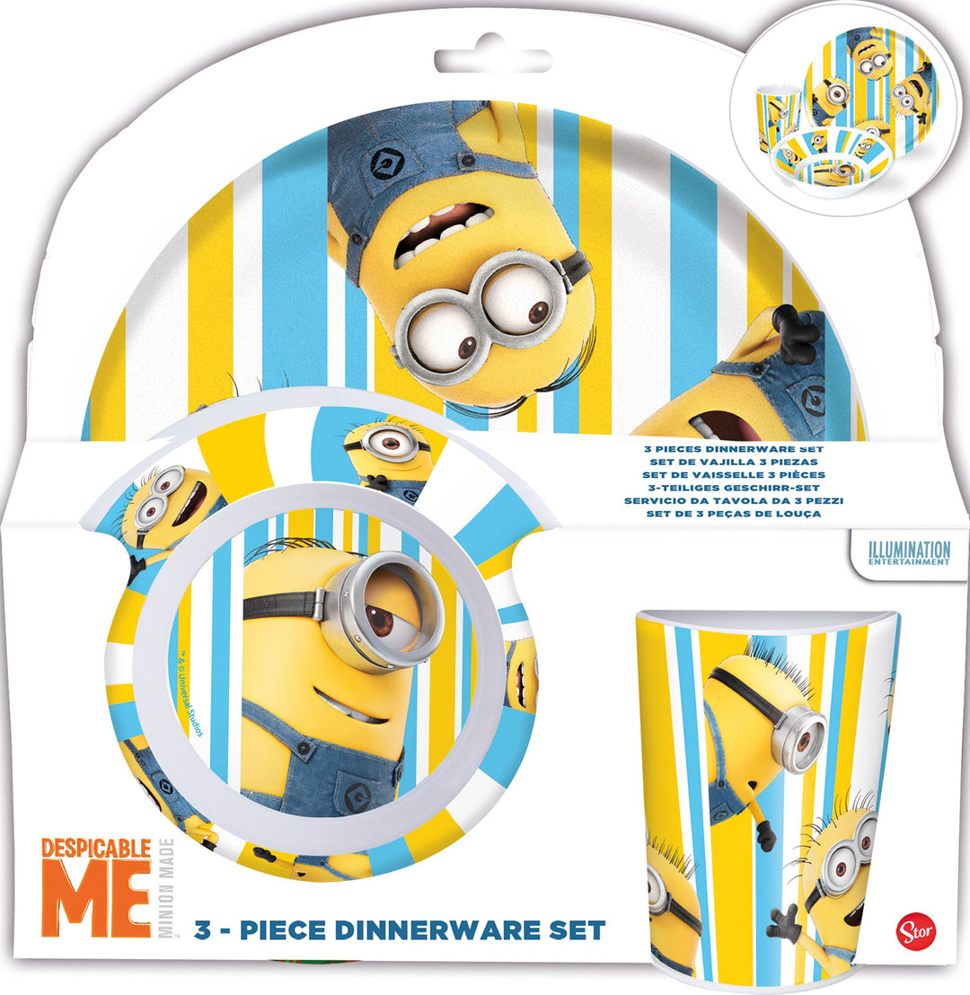 Despicable Me - Minions 789690-3 Teilig Melaminset: 2 Teller und 1 Becher in Geschenkpackung, 23,5 x