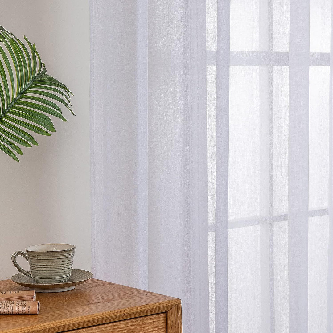 MIULEE Sheer Voile Vorhang mit Ösen Transparente Optik Gardine Ösenvorhang Ösenschal Transparent Dur