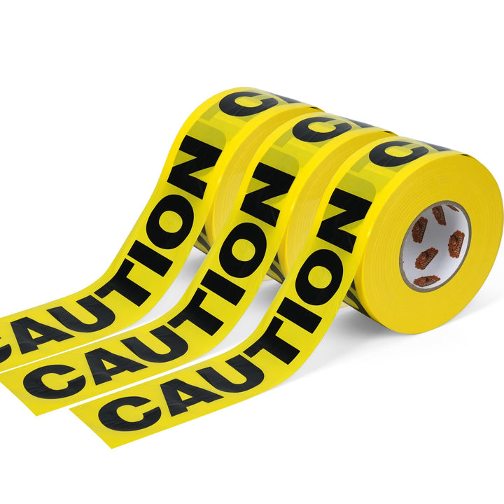 TAPEBEAR Trassenwarnband Gelb Schwarz 76mm x 305meter, CAUTION Achtung Absperrband Polizei Warnband
