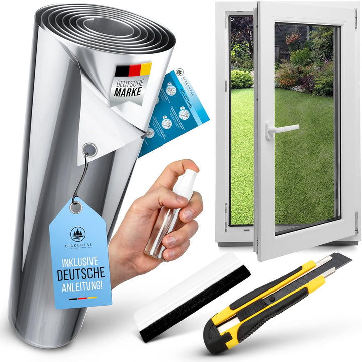 Birkental Sonnenschutzfolie Fenster innen oder aussen - Sonnenschutzfolie - UV Schutz Spiegelfolie -