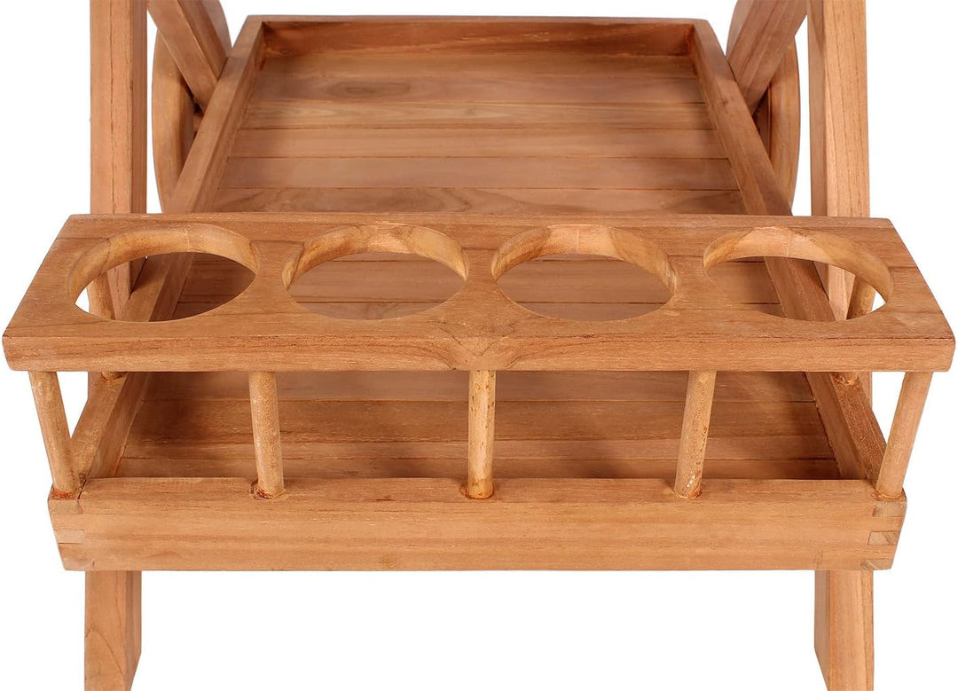 bene living Teakholz Servierwagen mit Rollen - Chester