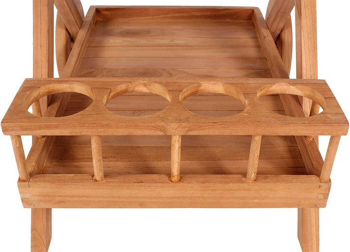 bene living Teakholz Servierwagen mit Rollen - Chester