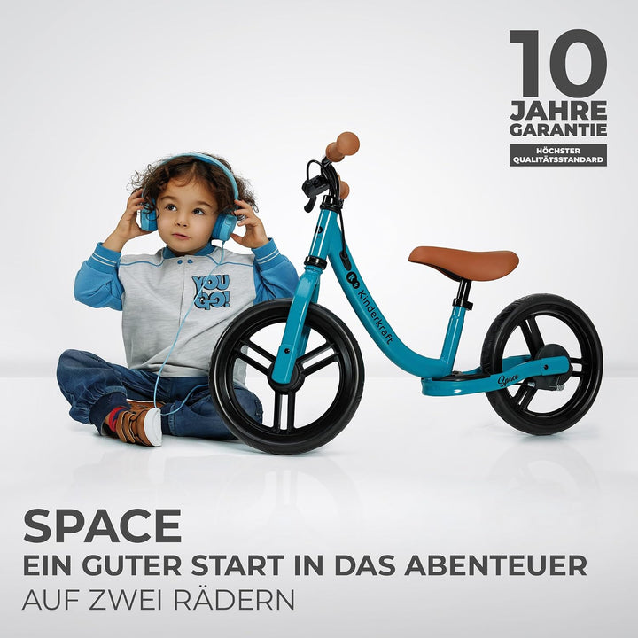 Kinderkraft SPACE2 Laufrad, Lernlaufrad, Kinderlaufrad, Höhenverstellbarer Sattel, 12 Zoll Räder, Me