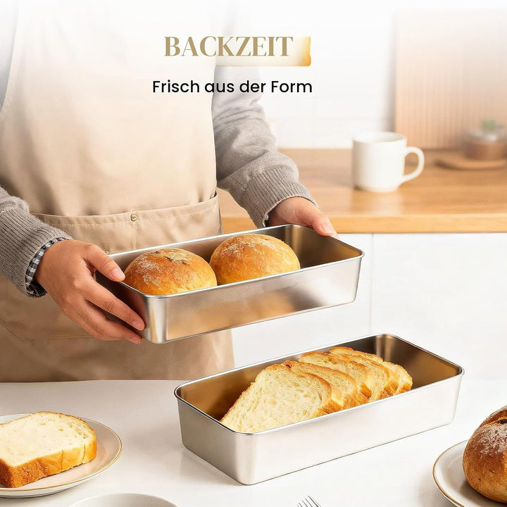 VINATO 2 Stücke Backblech,Edelstahl Backblech Klein Ofenblech,Rechteckig Edelstahlbackbleche für Las