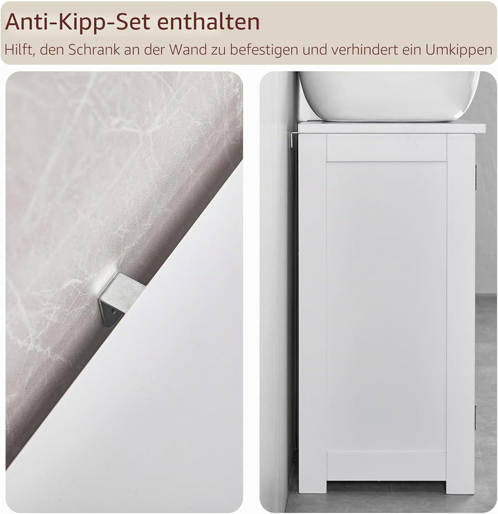 Bath Vida Priano Waschbecken-Unterschrank für Badezimmer, bodenstehende Aufbewahrungseinheit, weiss,