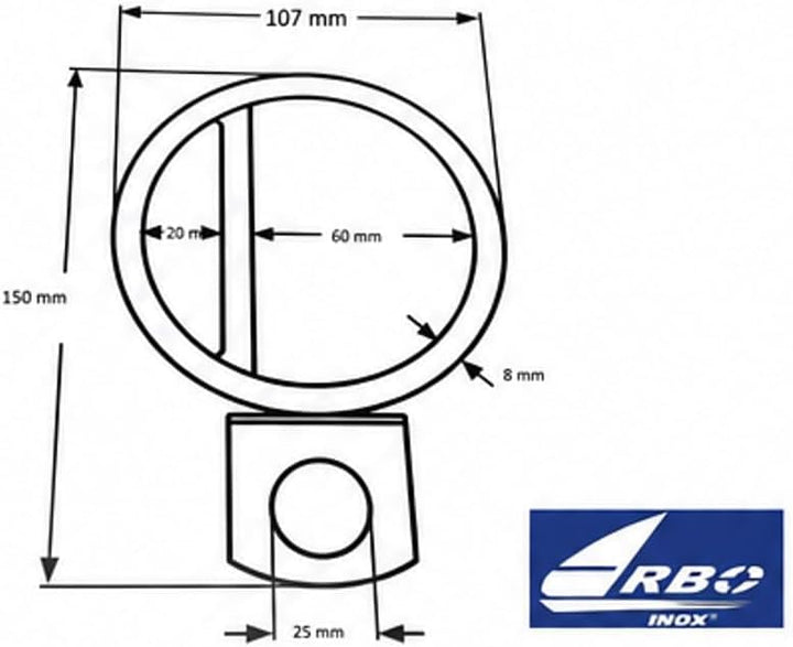 ARBO-INOX Spinnakerbaum Halter V4A Edelstahl – Verstellbare Relingbefestigung – Passend für 25 mm Re