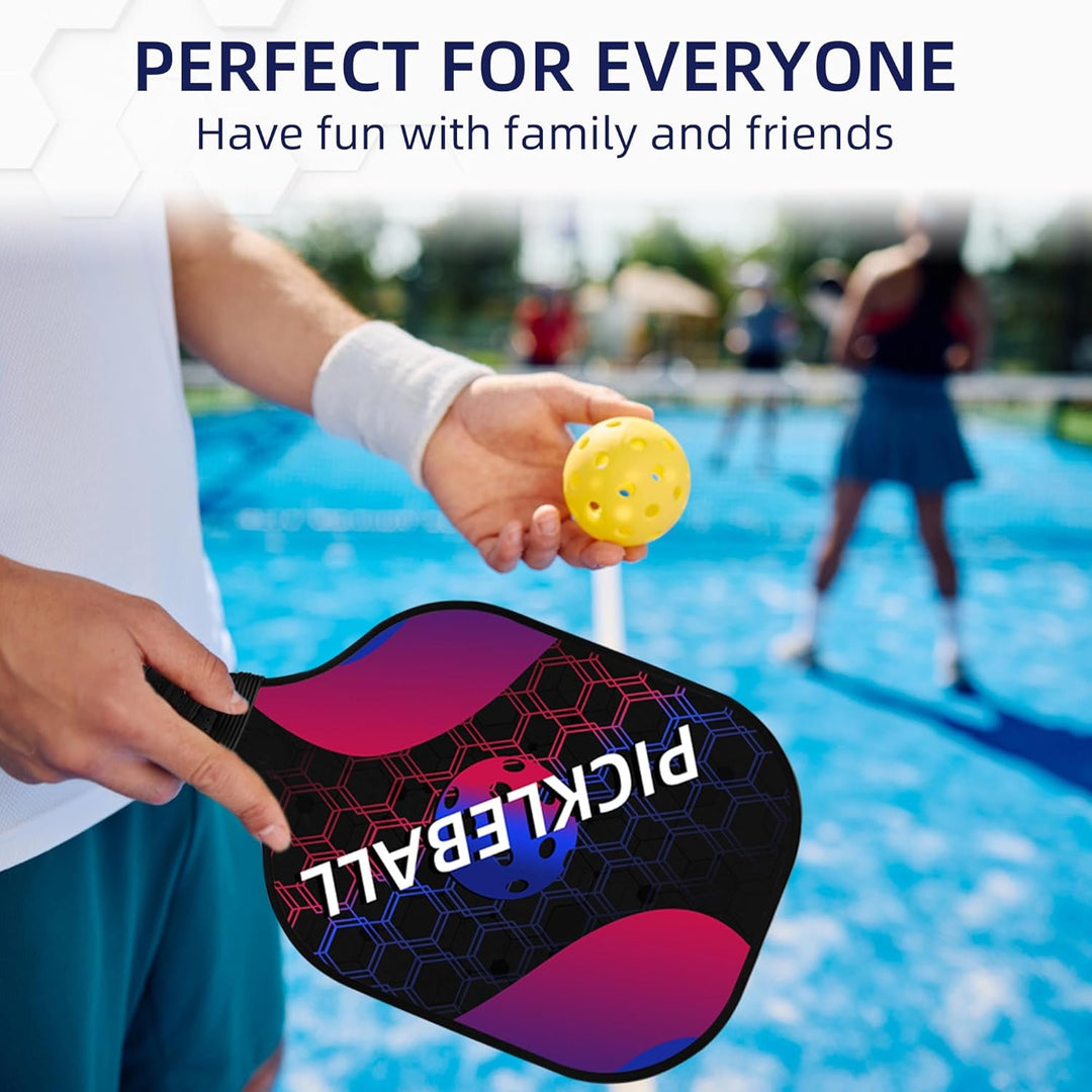 Pickleball Set, Fiberglas Pickleball Schläger Paddle Set mit 2/4 Schlägern, 4 Bällen & 1 Tragetasche