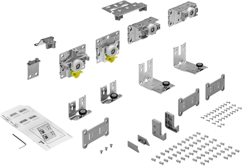 HETTICH 9242712 Silber Top Line L Schiebetürenbeschlag-Set für Schiebetüren, 2-türig Holzstärke 18-3