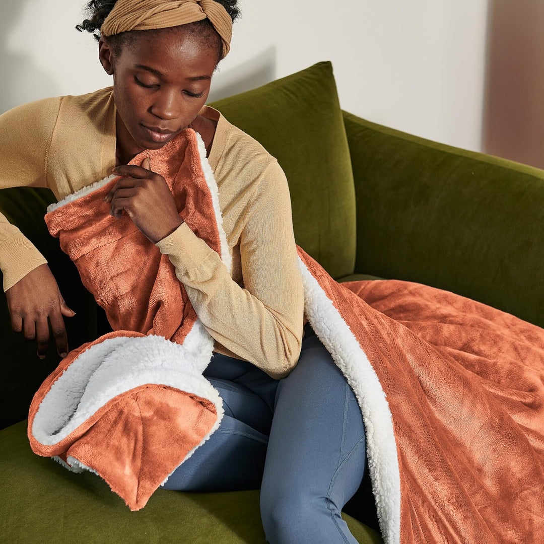 BEDSURE Kuscheldecke Flauschig Orange Sofaüberwurf Decke Sofa Klein als Couchdecke Überwurf und Wohn