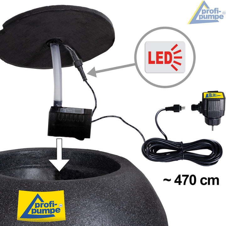 Amur Gartenbrunnen Brunnen Zierbrunnen Zimmerbrunnen Brunnen Harmony mit LED-Licht 230V Springbrunne