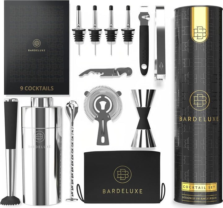 BarDeluxe® Cocktail Set 12-teilig, Barkeeper Set, Cocktail Mixer Set | 750ml Cocktailshaker Edelstah