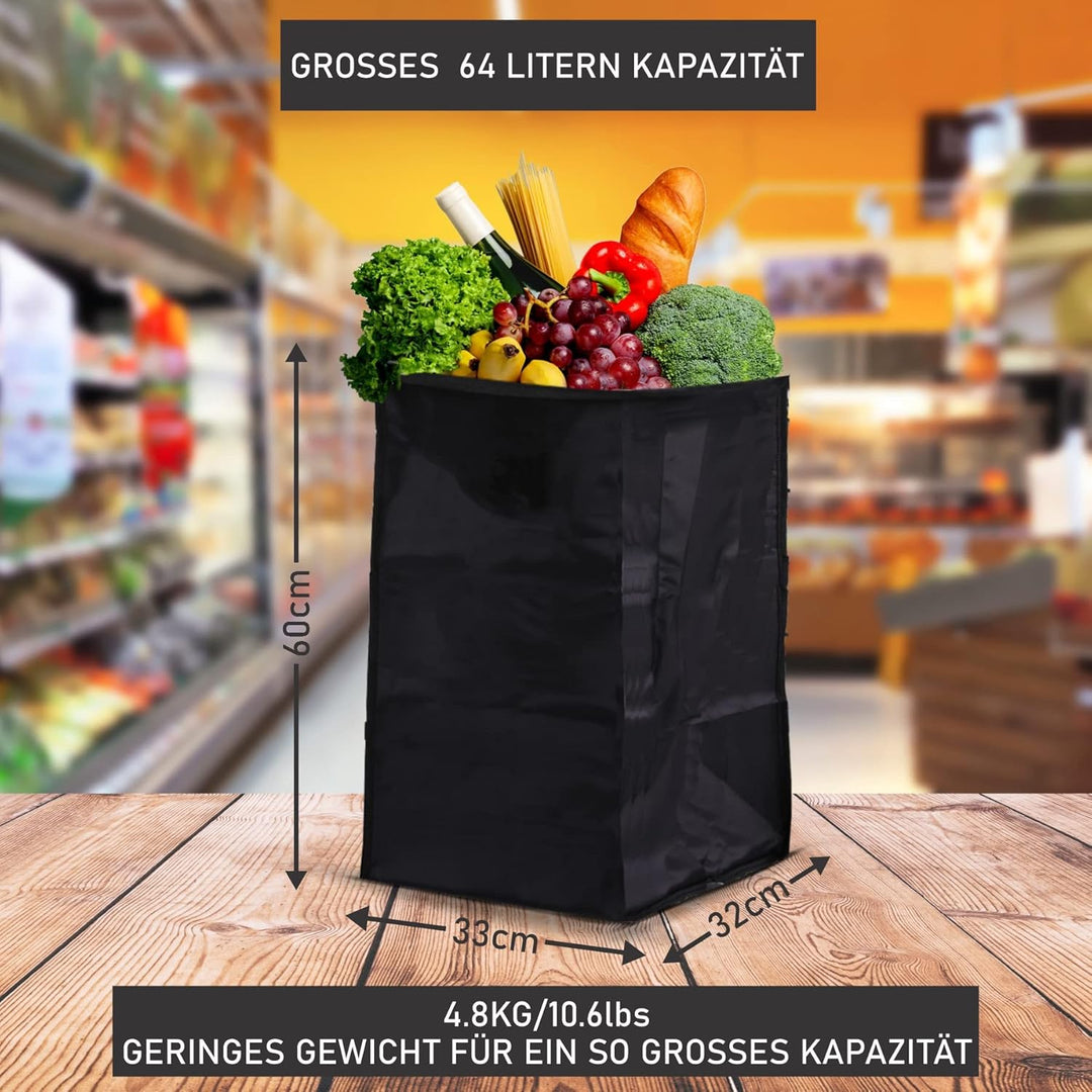 Hoppa Leichtgewichtiger 4-Rädiger Premium 2024 Modell Faltbarer Einkaufswagen Extra Grosse 64l Kapaz