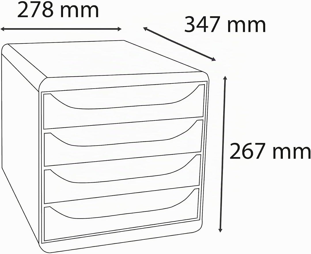 Exacompta 310498D Premium Ablagebox mit 4 Schubladen für DIN A4+ Dokumente. Belastbare Schubladenbox