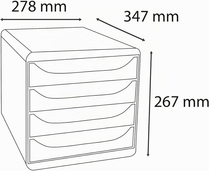 Exacompta 310498D Premium Ablagebox mit 4 Schubladen für DIN A4+ Dokumente. Belastbare Schubladenbox