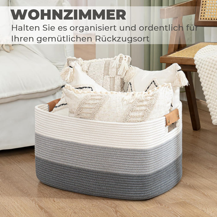 danpinera Korb Aufbewahrung, Aufbewahrungskorb Gross für Decken, grosser Deko Korb für das Wohnzimme