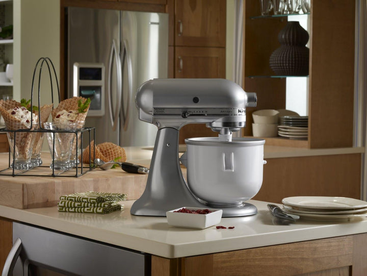KitchenAid KICA0WH Eiscreme-Aufsatz – ausser 7, 8 und die meisten Modelle, Kunststoff, Passend für 5