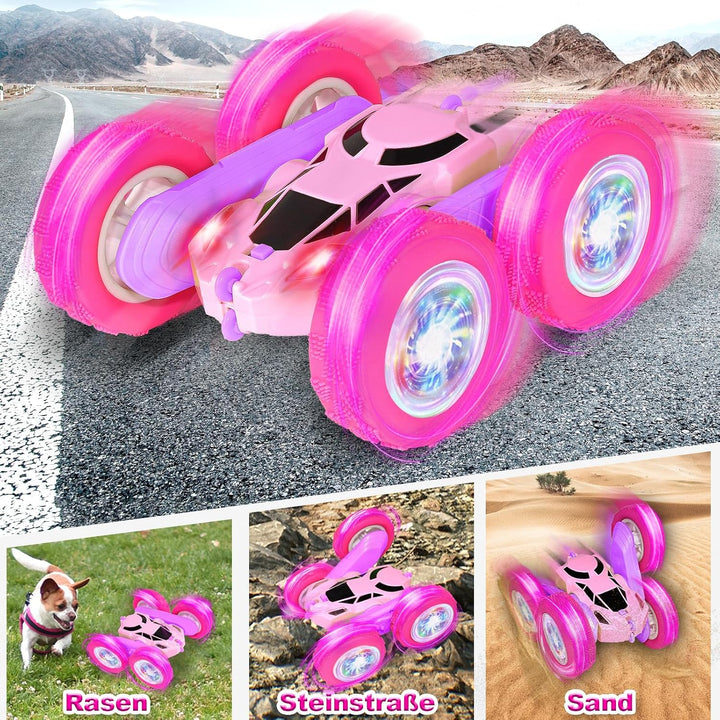 MidiVix Ferngesteuertes Auto, 2.4Ghz Doppelseitig 360° drehbarer RC Crawler mit Scheinwerfern Radlic