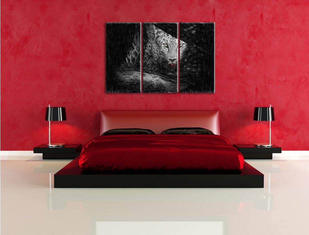 Pixxprint Neugieriger Gepard als Leinwandbild/Grösse: 3 Teilig (120x80) cm/Wandbild/Kunstdruck/ferti