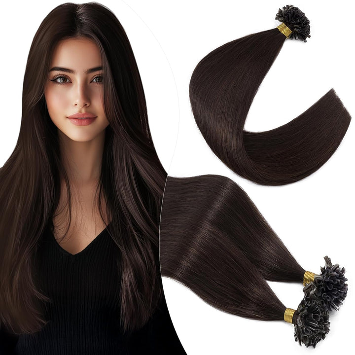 Elailite U-Tip Echthaar Bonding Extensions Keratin Haarverlängerung Haar Glatt 100 Strähnen 50g 14"/