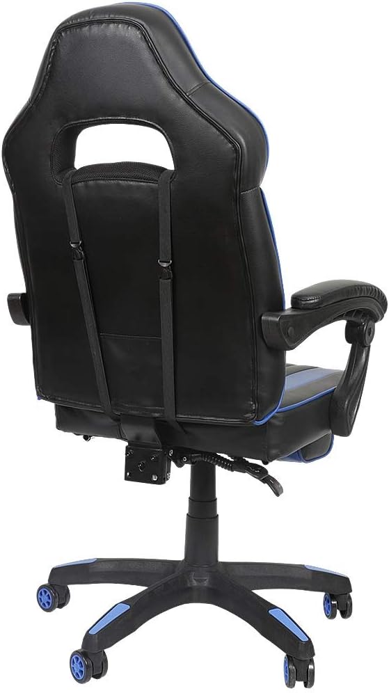 Melko Gamingstuhl Ergonomischer Bürostuhl mit Fussstütze in Schwarz Blau Racing Stuhl Office Schreib