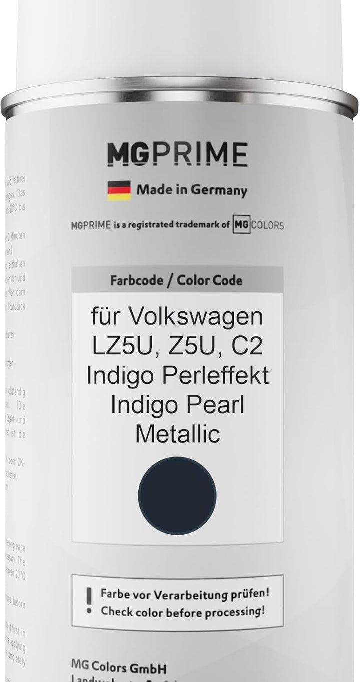 MG PRIME Autolack Sprühdosen Set für Volkswagen VW LZ5U / Z5U / C2 Indigo Perleffekt/Indigo Pearl Me