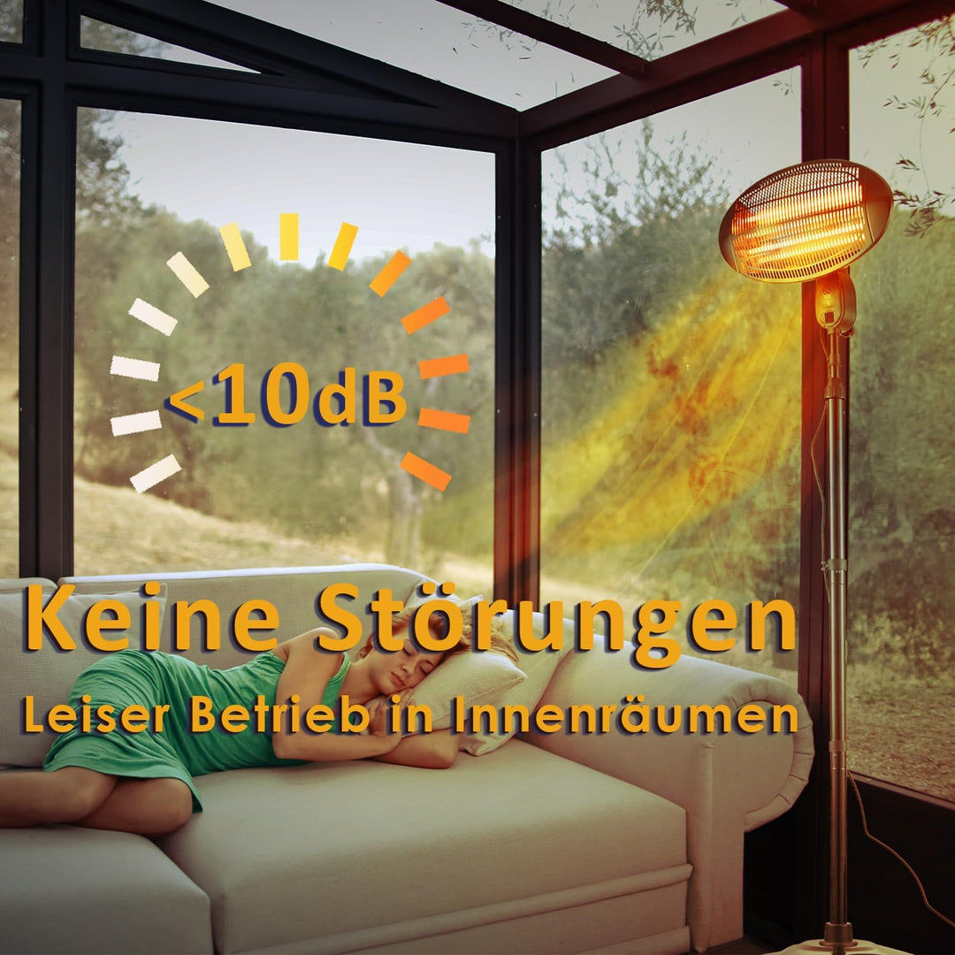 DONYER POWER 2KW Elektrischer Quarz-Garten-Terrassenheizer Wasserdicht Freistehend im Freien