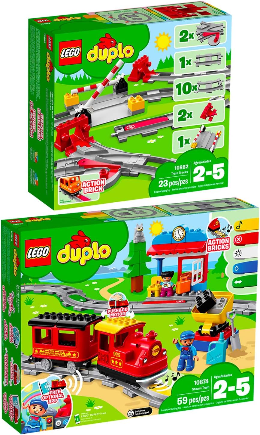 Lego Duplo 2er Set 10882 10874 Eisenbahn Schienen + Dampfeisenbahn