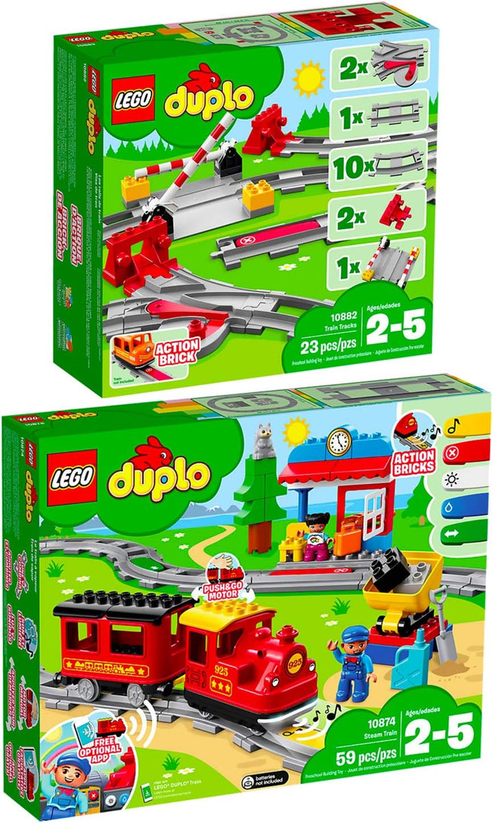 Lego Duplo 2er Set 10882 10874 Eisenbahn Schienen + Dampfeisenbahn