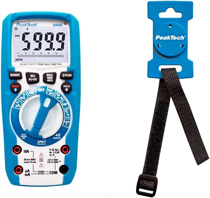 PeakTech 3445 - True RMS Digital Multimeter mit 4.0 Bluetooth, Wasserdicht (IP67), 6000 Counts, Stro