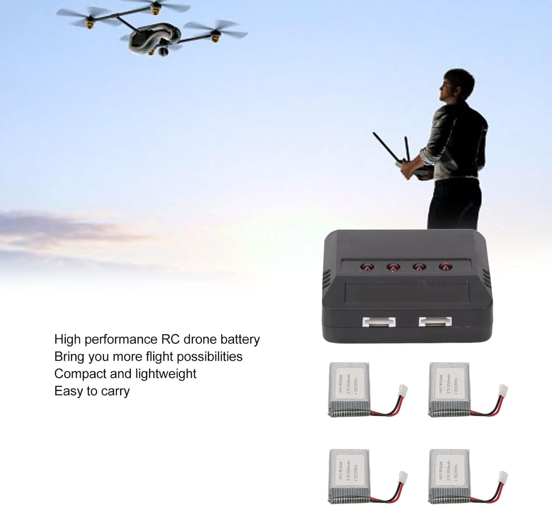 4 Pack 2000mAh 3,7V Hochleistungs-Ersatzakku für KY601S H11D H11C RC Quadcopter, 903048 RC Drohne Ak