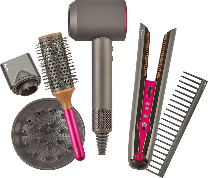 Casdon 73552 Dyson Supersonic & Corrale Deluxe Styling Set-Spielzeug-Glätteisen & Föhn mit echter Fu