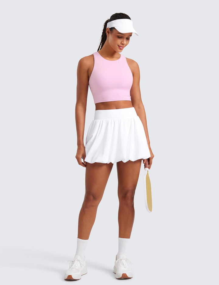 CRZ YOGA Damen Butterluxe Racerback Sport BH Gepolstert Ohne Bügel Crop Tops Longline Yoga Tank Top