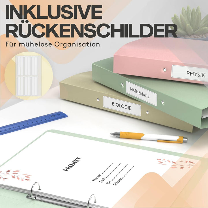 ACROPAQ - 8 x Ringbuch A4 - Ordner schmal, Pastell, Mit 2 Ringen, 4 cm Rückenbreite - Schulsachen ae