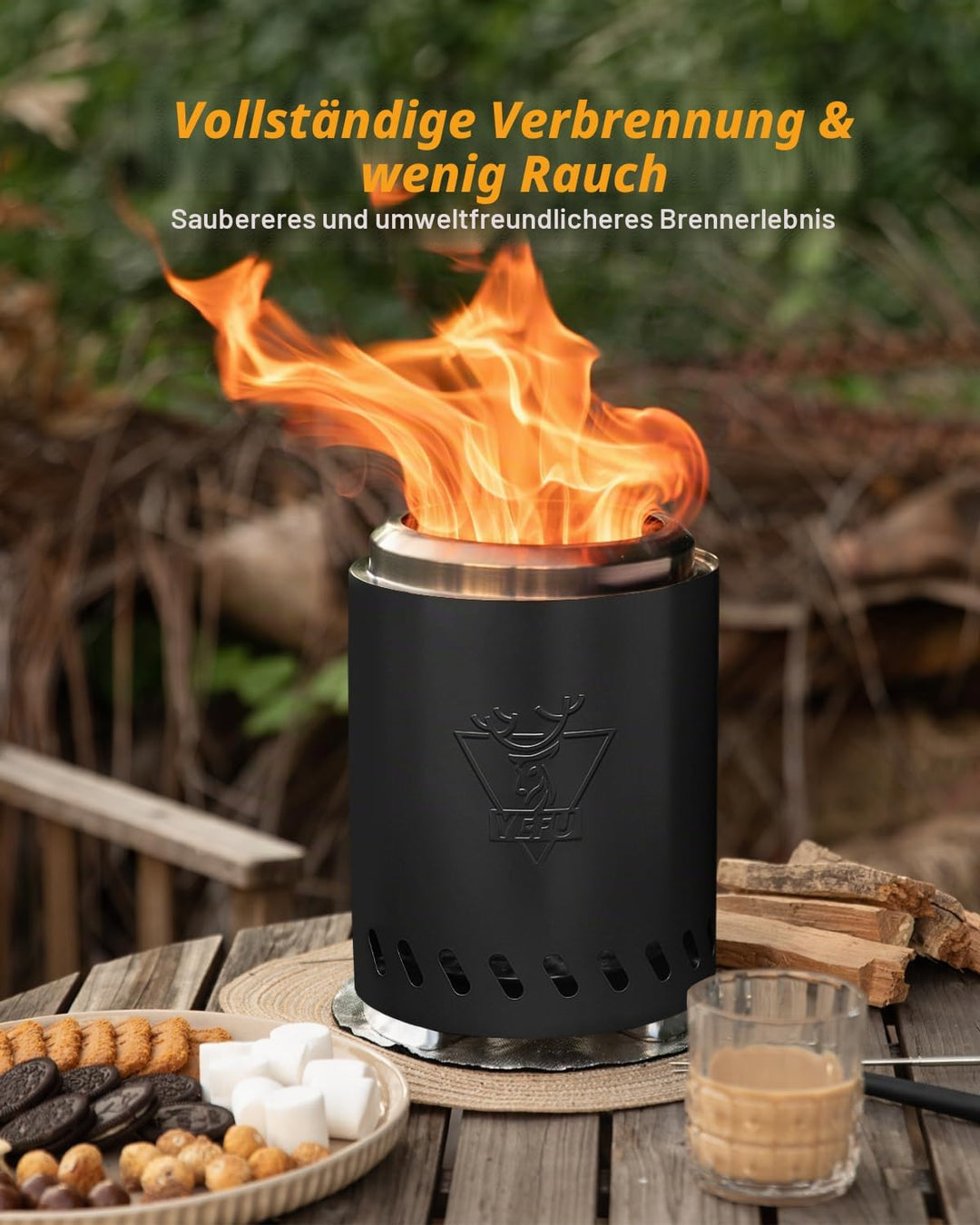 Generic Rauchfreie Feuerstelle,Tischfeuerstelle Feuerstelle Rauchfrei Campingkocher für den Aussenbe