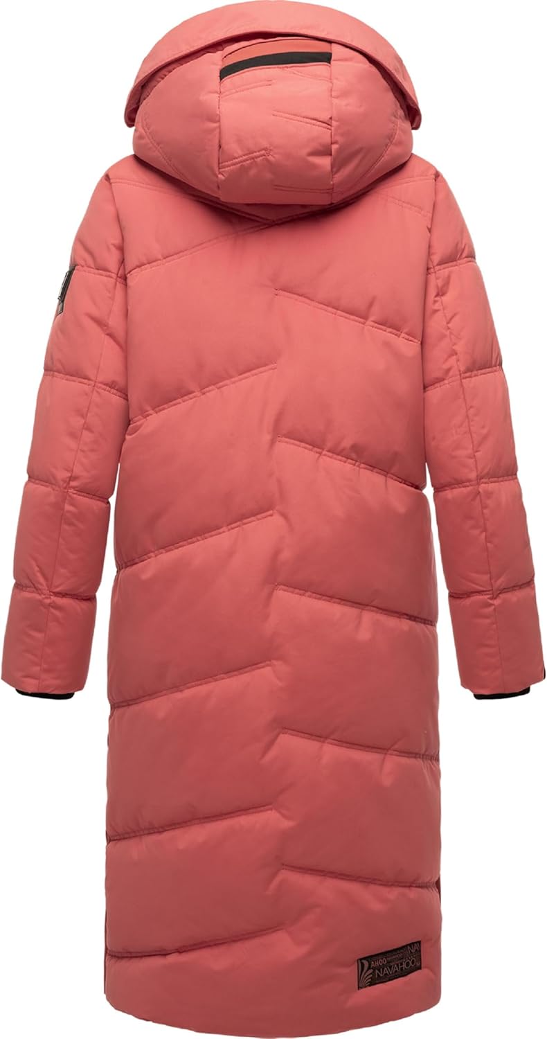 Navahoo Damen Wintermantel warmer Steppmantel lang mit Kapuze Kuschelmausi S-XXL M Rouge, M Rouge