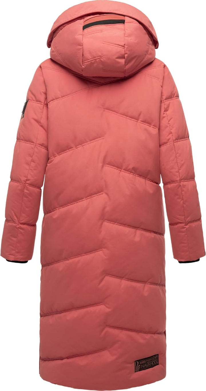 Navahoo Damen Wintermantel warmer Steppmantel lang mit Kapuze Kuschelmausi S-XXL M Rouge, M Rouge