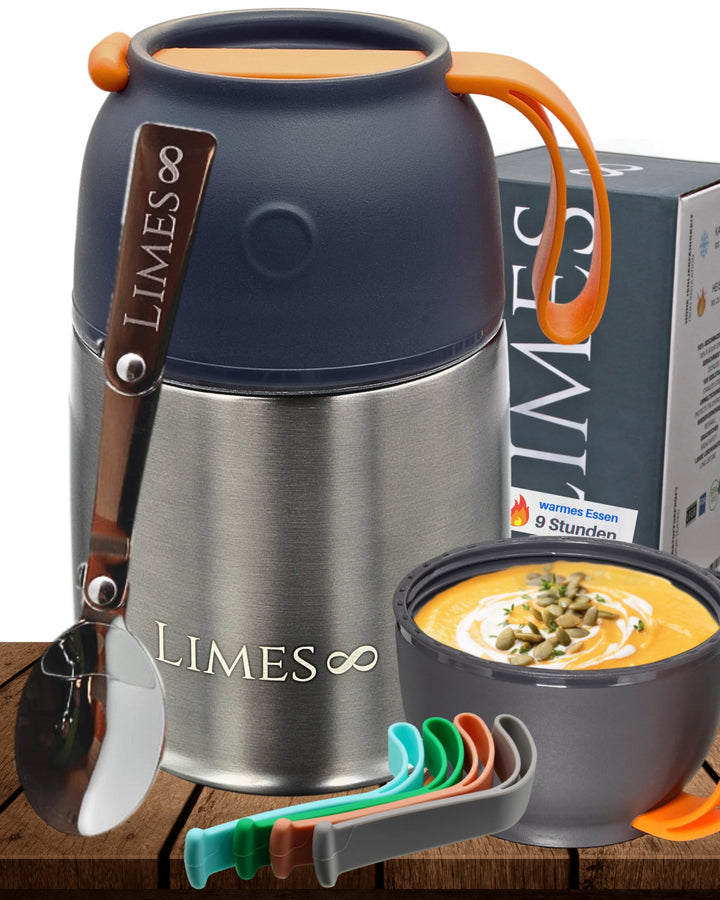 Edelstahl Thermobehälter für Essen - 500ml - Thermo Lunchbox - Warmhaltebehälter für Speisen - Essen