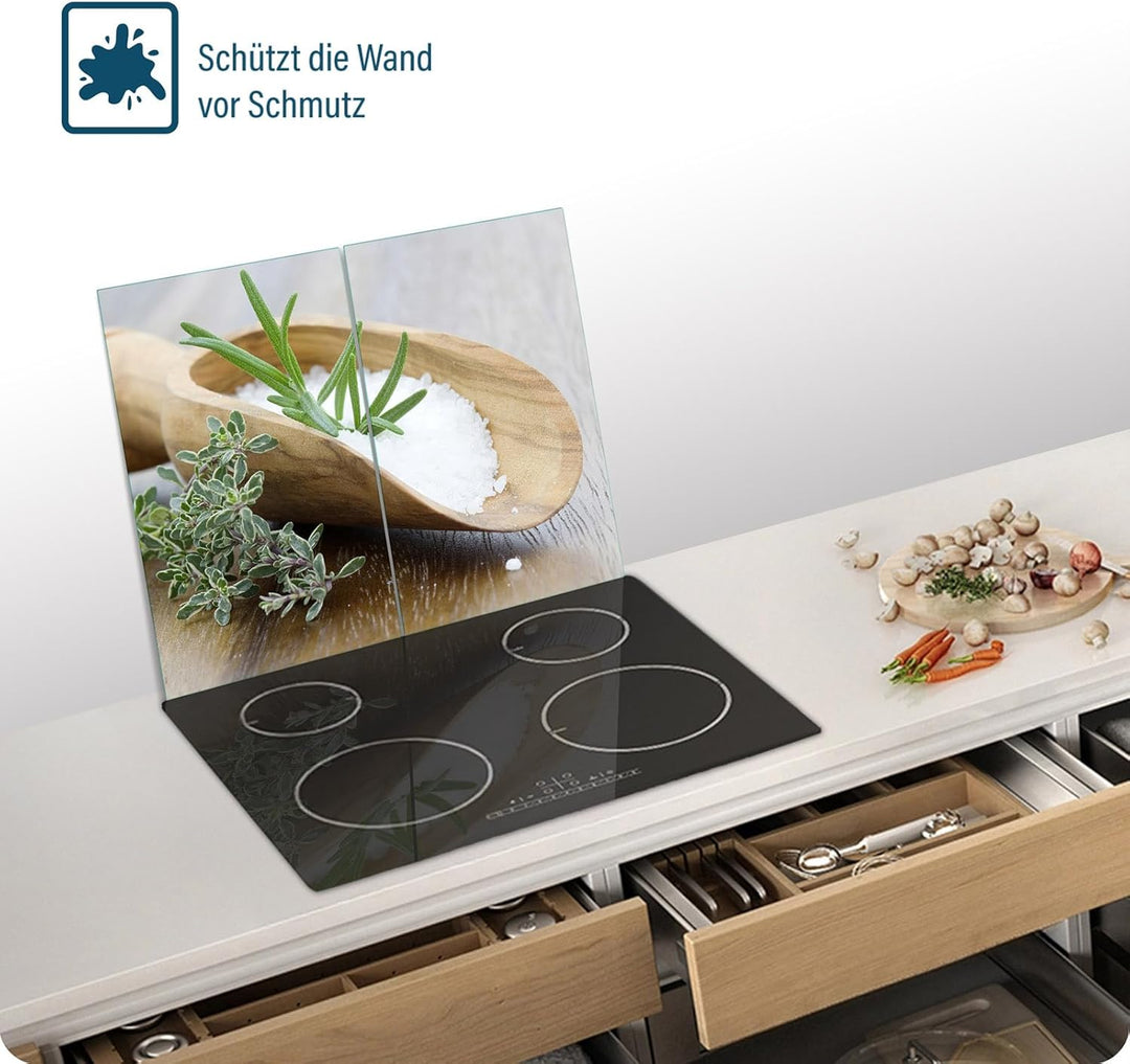 Herdabdeckplatte – Gehärtetes Glas Schneidebrett & Ceranfeld Abdeckplatte 2 Teilig 2x30x52 – Hygieni