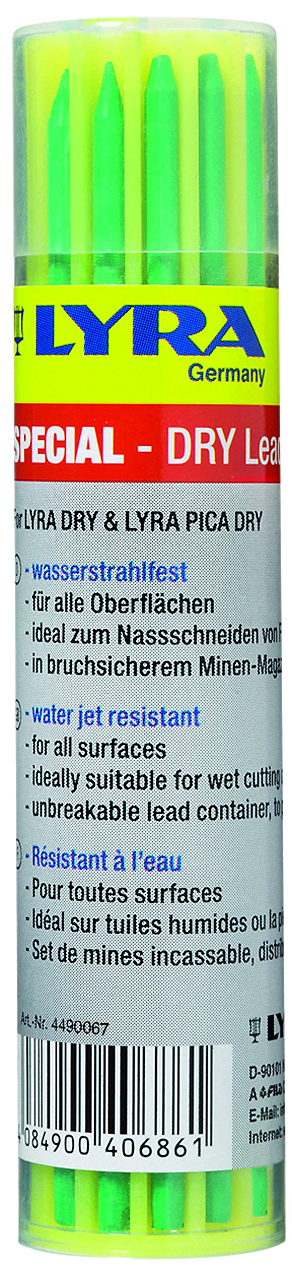 Lyra Bleistiftminen, Mine grün, 12 Stück, für alle Oberflächen geeignet, Farbe abwischbar – 4490067