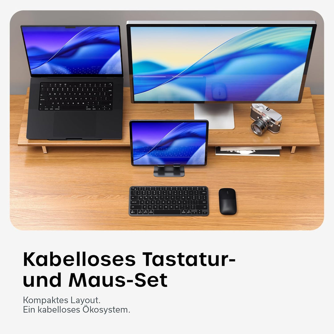 SATECHI Kabelloses Tastatur- & Maus-Set Slim CEX1, Bluetooth Multi-Geräte, mit USB-C-Empfänger, 𝗨𝗦-𝗘